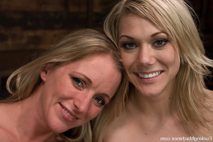 15P Two blonde pornstars fucked hard by machines in both holes