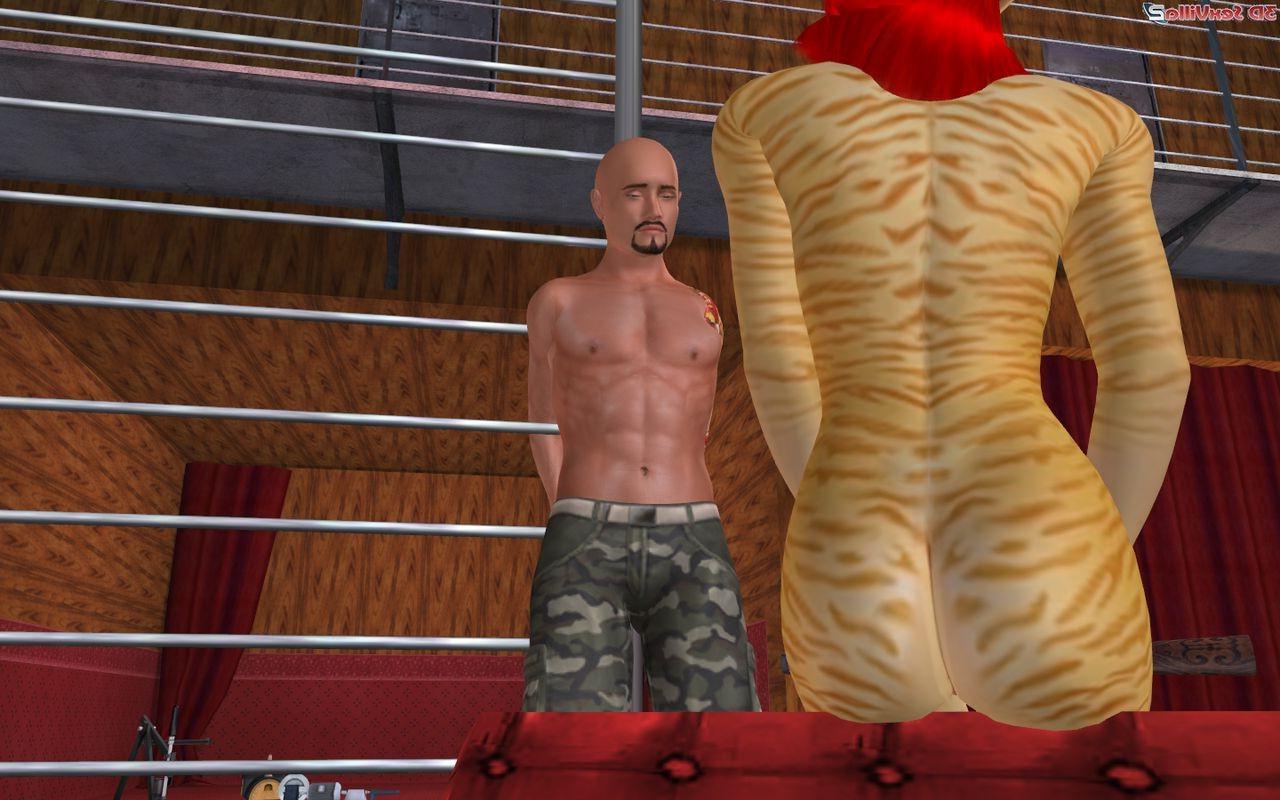 16P Animated tiger lady has caught her some male prey