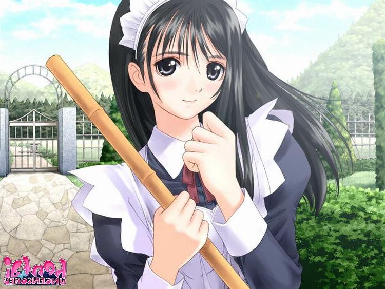 15P Cutie hentai maid showing her sexy assets outdoors