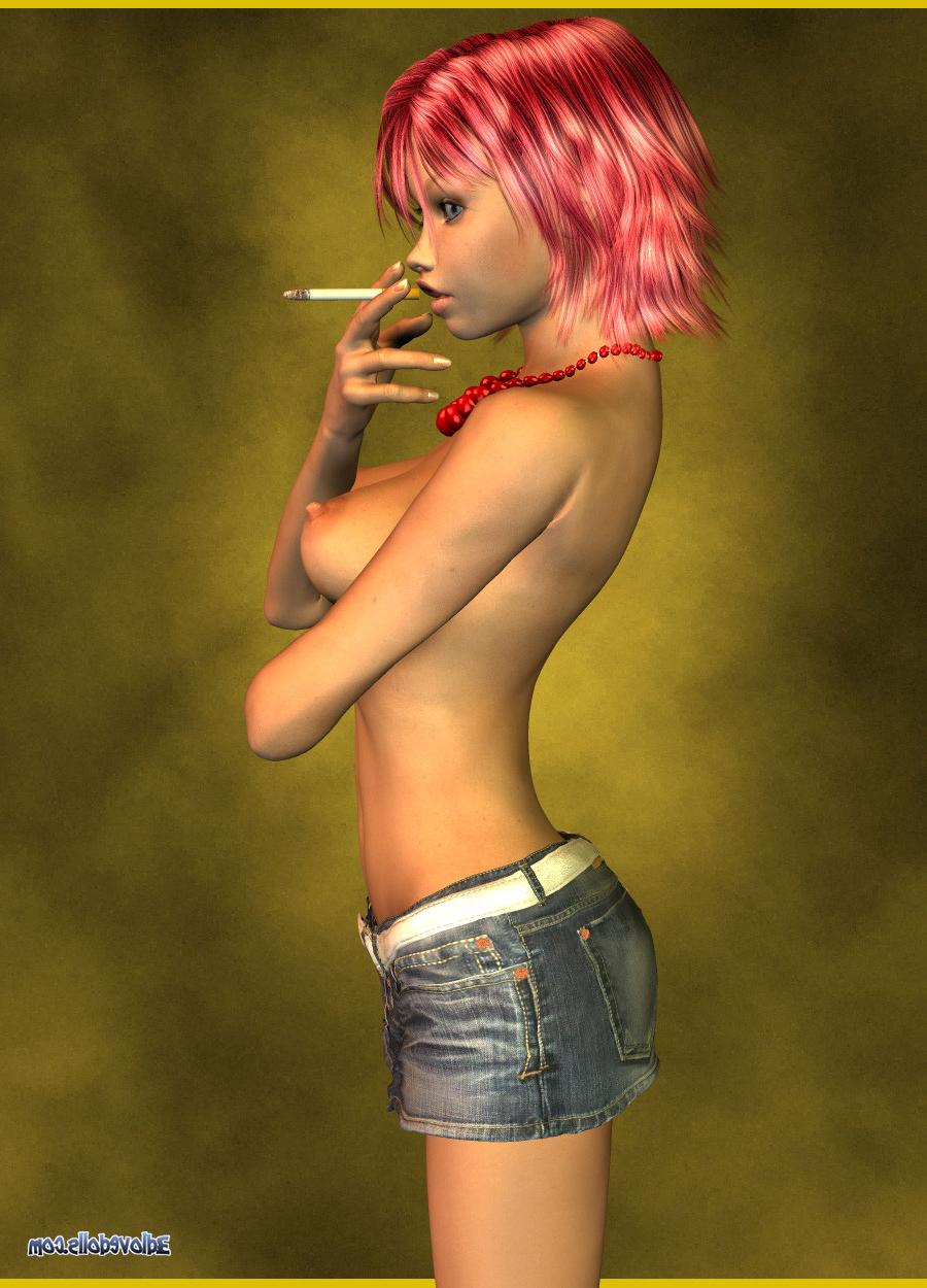 9P 3D Redhead Babe Smoking