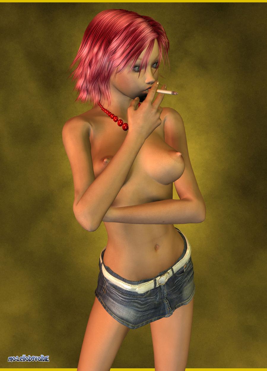 9P 3D Redhead Babe Smoking