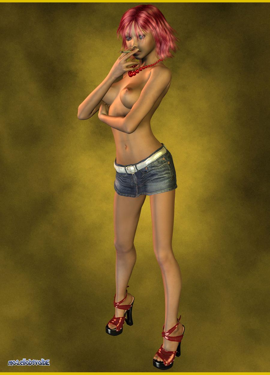 9P 3D Redhead Babe Smoking