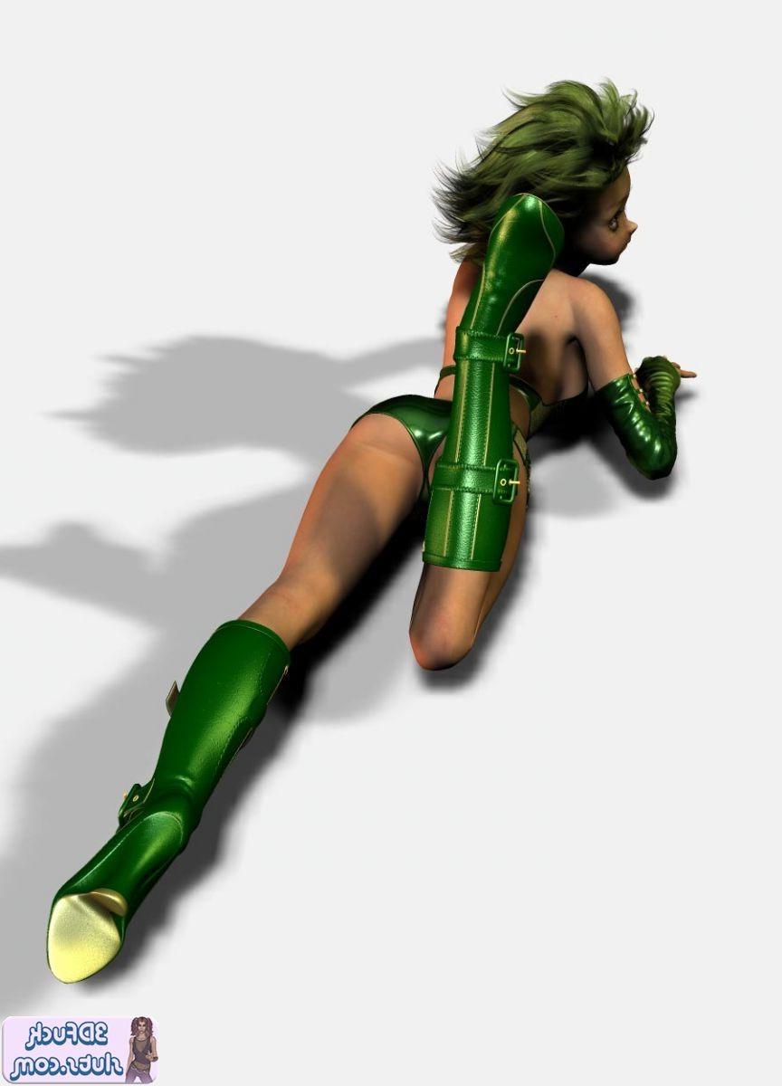 16P 3D toons with green crazy hair