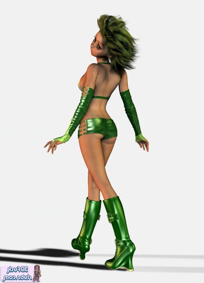 16P 3D toons with green crazy hair