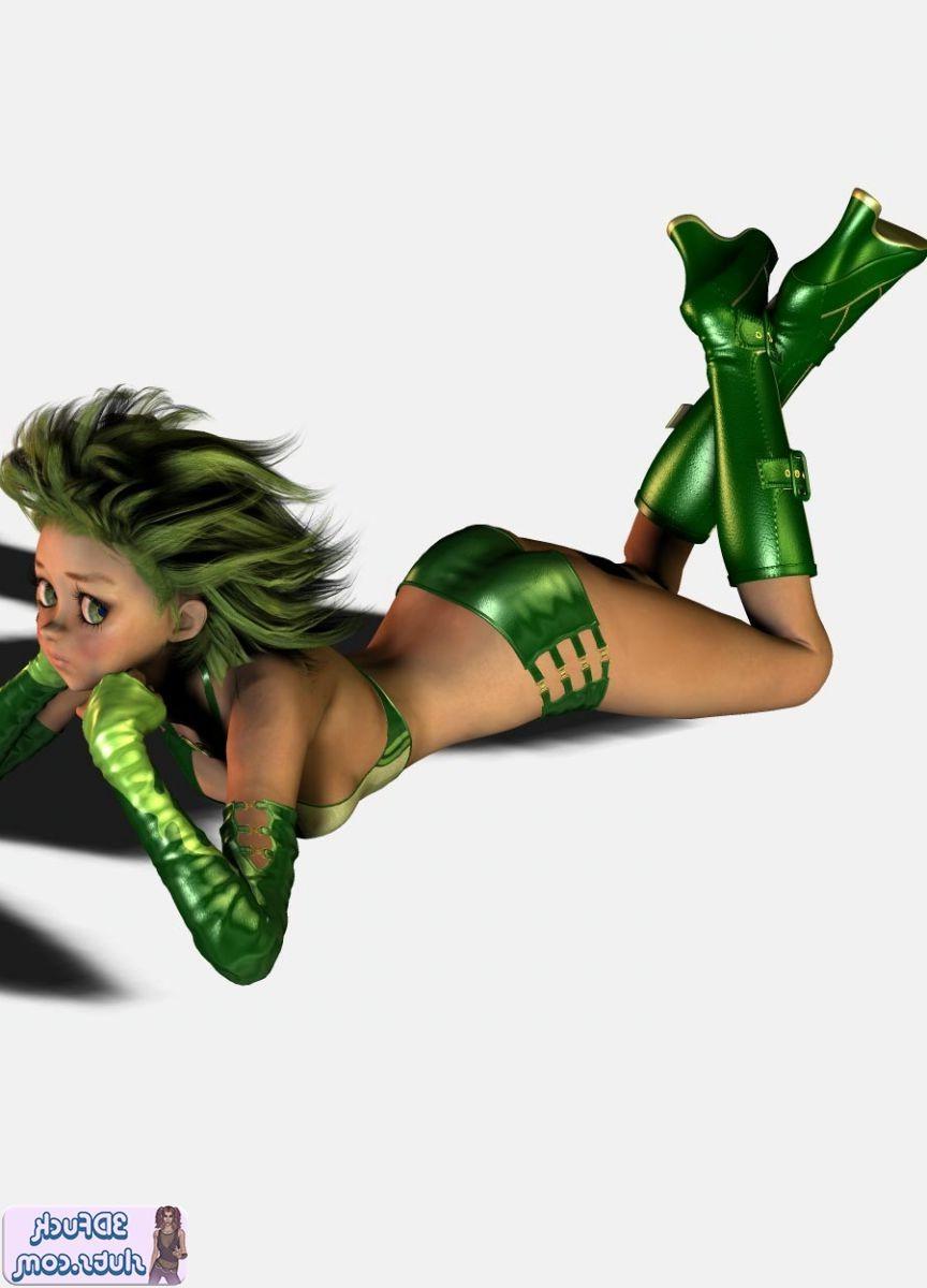 16P 3D toons with green crazy hair