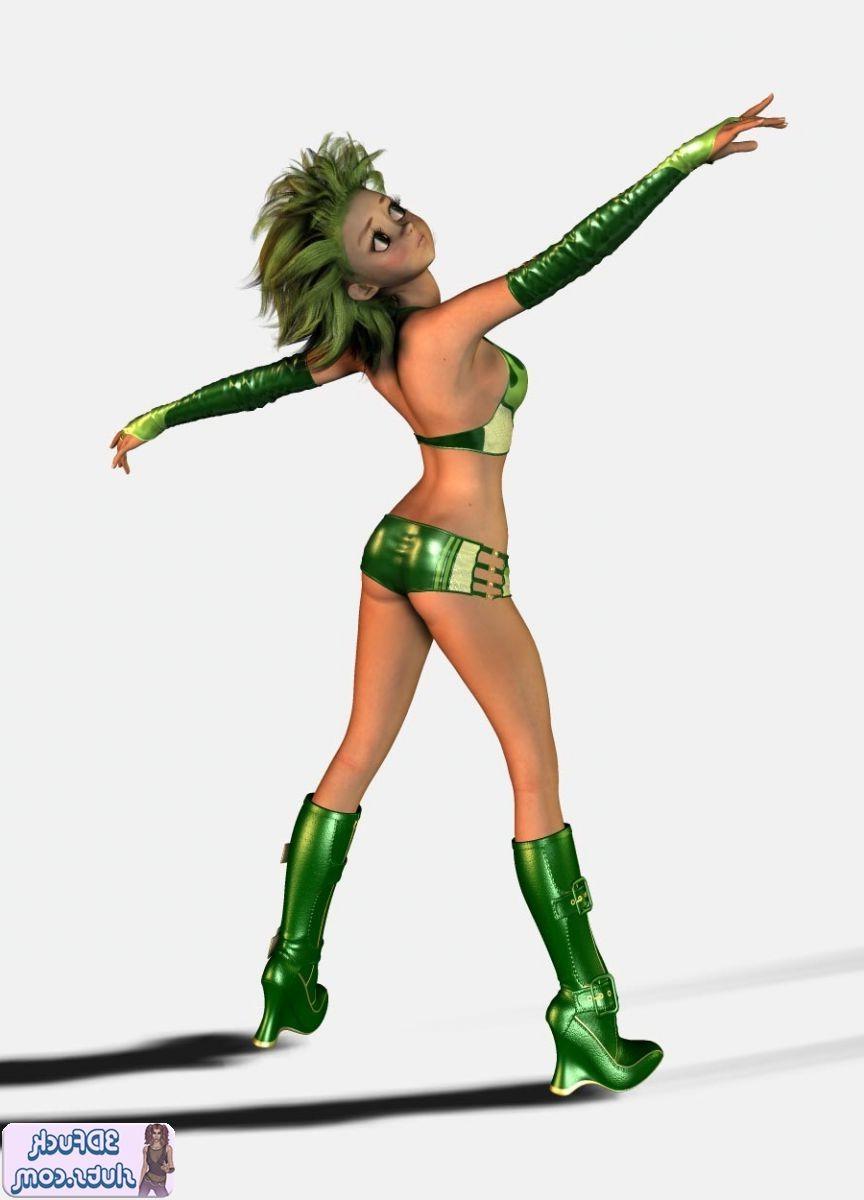 16P 3D toons with green crazy hair