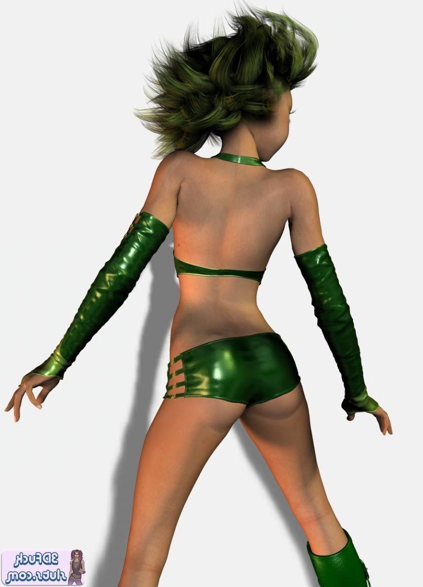 16P 3D toons with green crazy hair