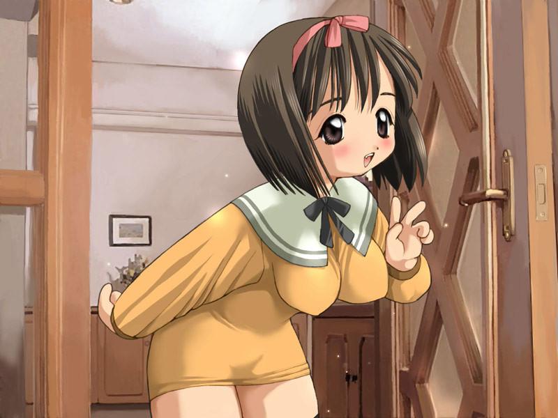 20P Raunchy hentai schoolgirl shows off her big butt and perky tits