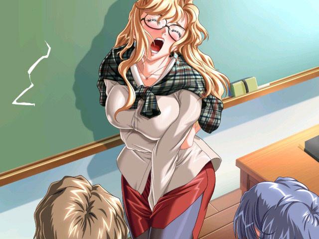 19P Beautiful blonde hentai teacher and her sister sex slave maid