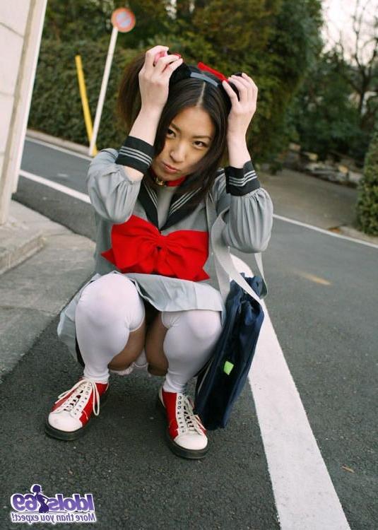 15P Asian teen is a slutty maid in pigtails