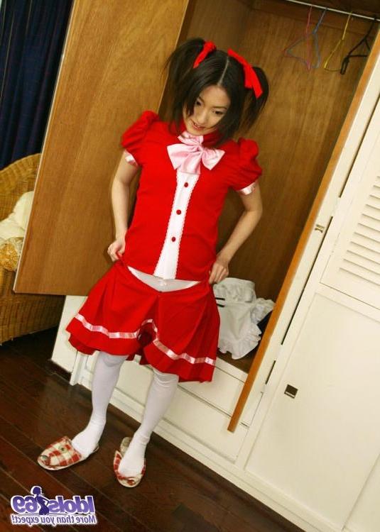 15P Asian teen is a slutty maid in pigtails