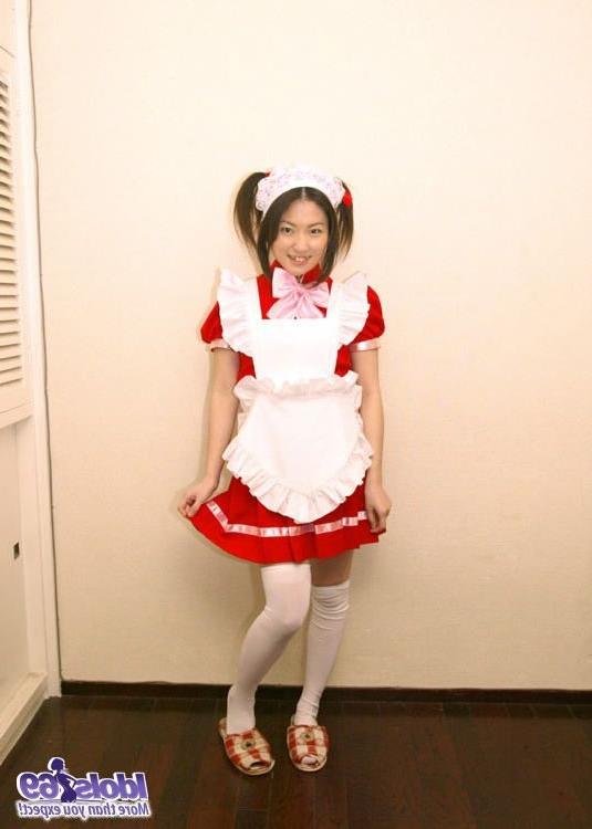 15P Asian teen is a slutty maid in pigtails