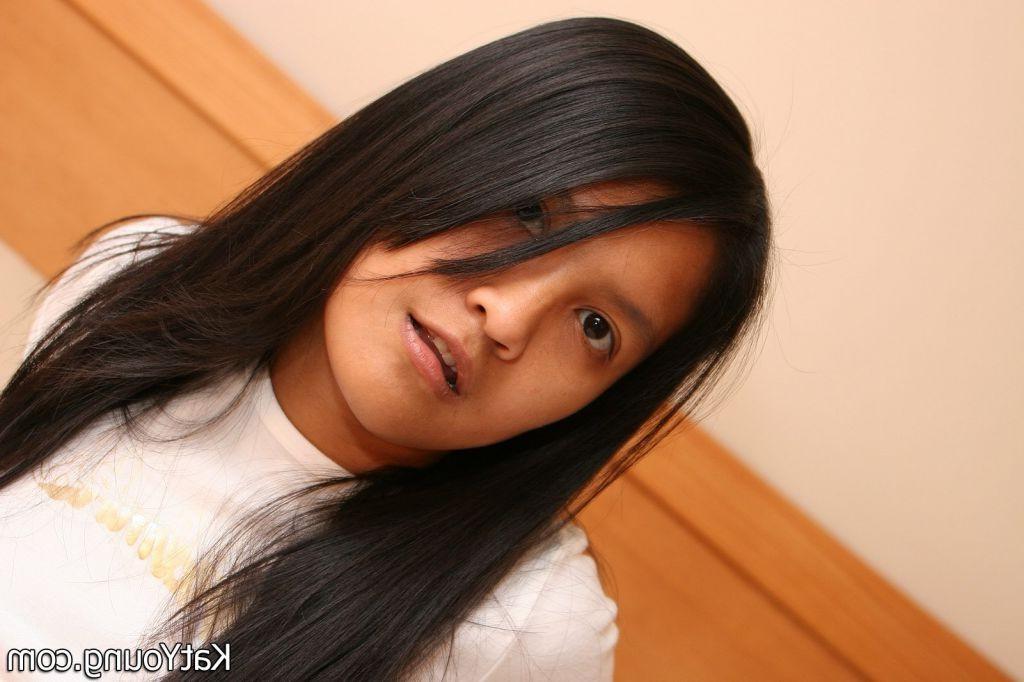 16P ::: Kat Young ::: Petite girl taking off her sexy panties and touching pussy