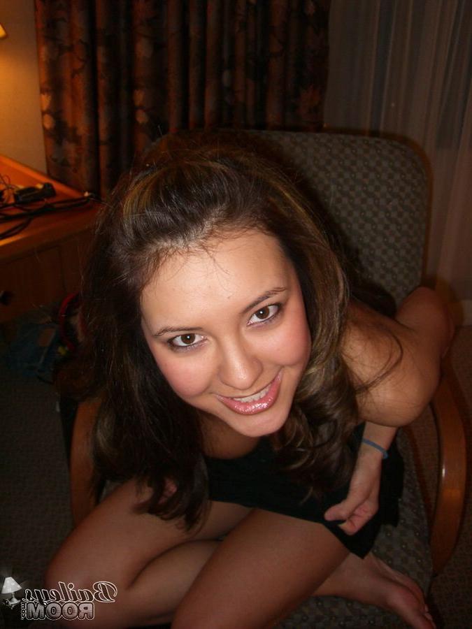 15P Cute brunette asian american mix in white cotton panties