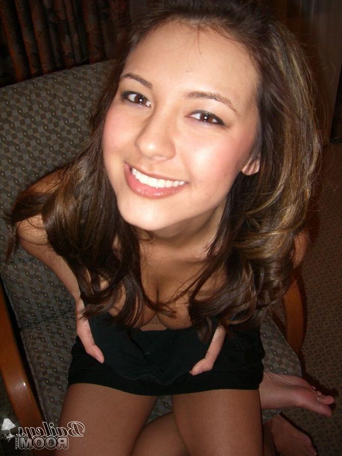 15P Cute brunette asian american mix in white cotton panties