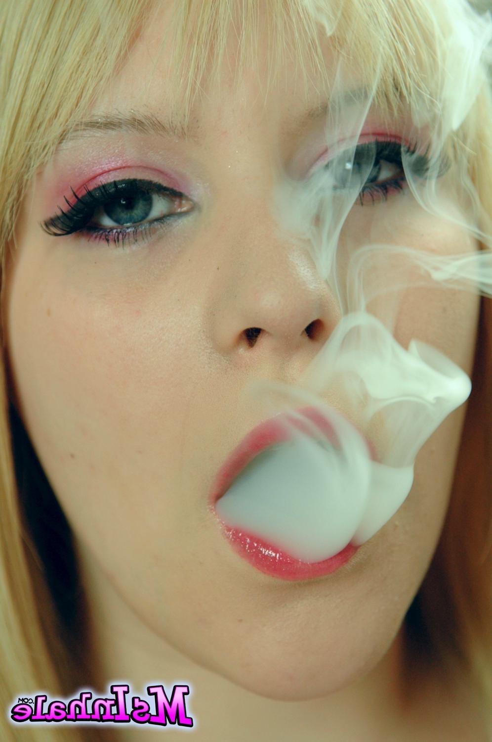 15P Cute blonde slut MsInhale loves smoking cigarettes while you wat