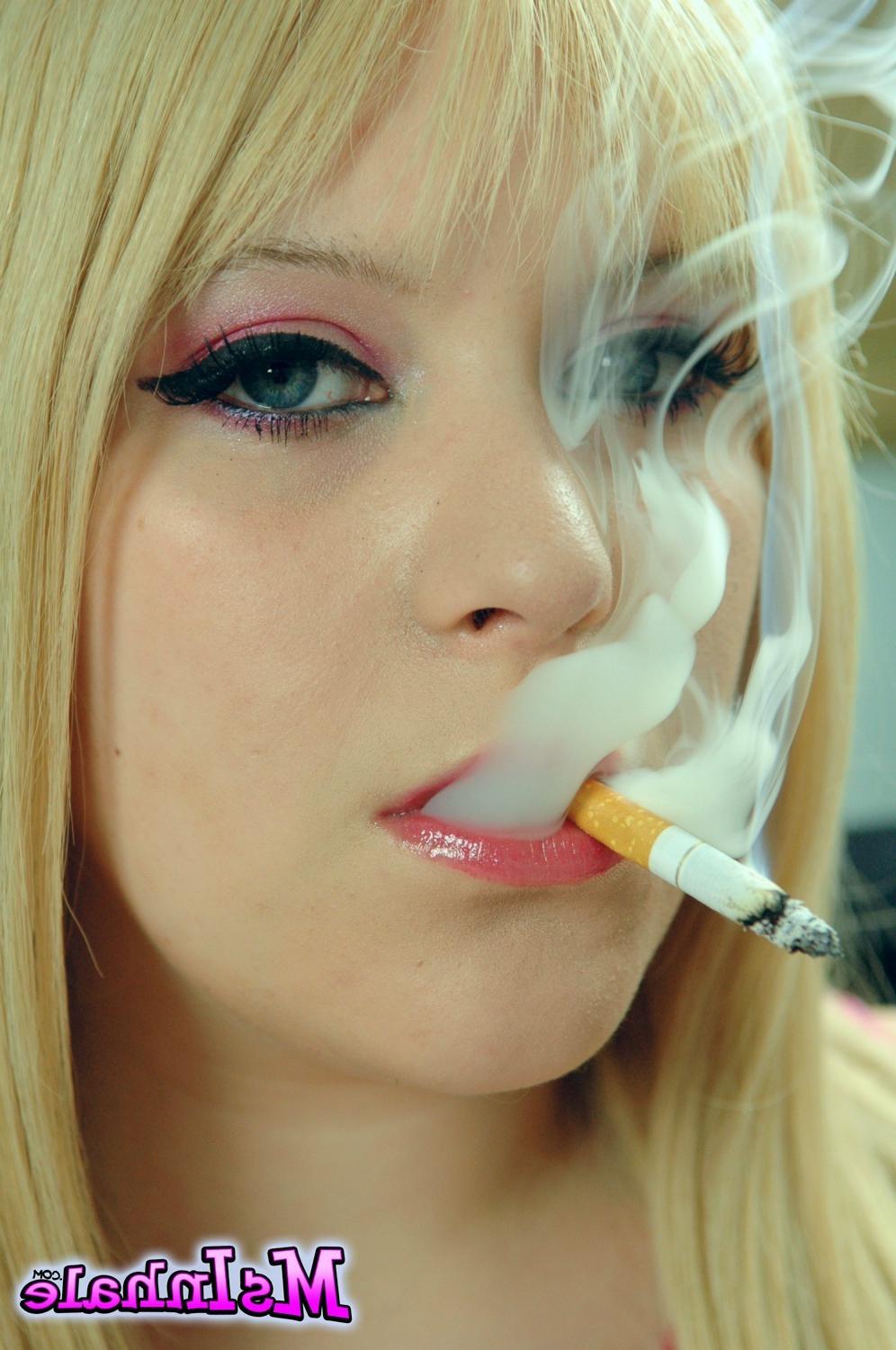 15P Cute blonde slut MsInhale loves smoking cigarettes while you wat