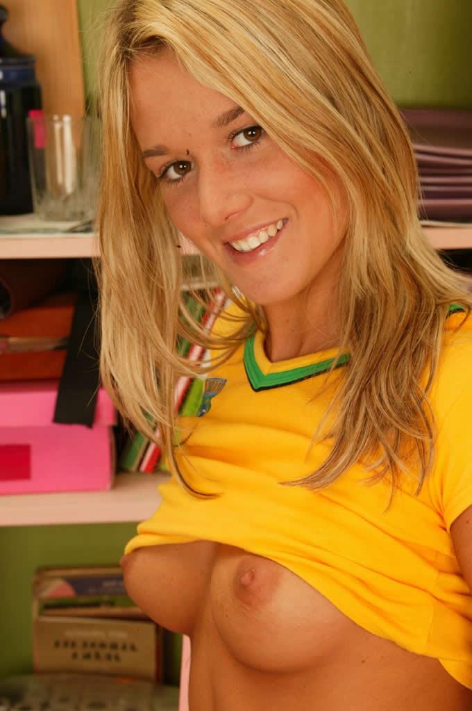 18P Perky blonde teen slides down her cute wet panties
