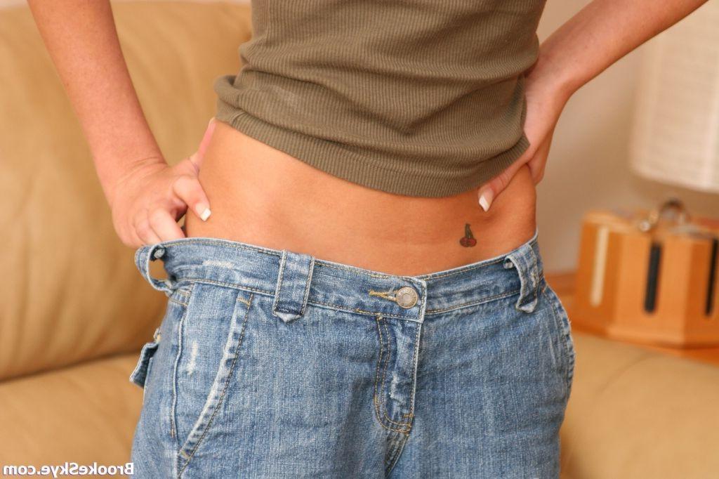 15P tiny brunette teen in jeans stripping