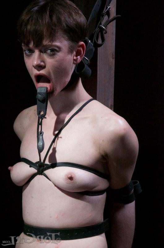 16P Hazel Hypnotic stockings babe is bound in dark dungeon and gagged