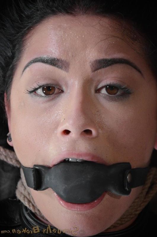 16P Katrina Jade is bound in leather with ballgag is double fucked