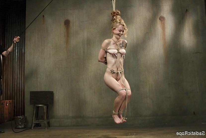 17P Jeze Belle petite blonde in extreme rope bondage made to orgasm