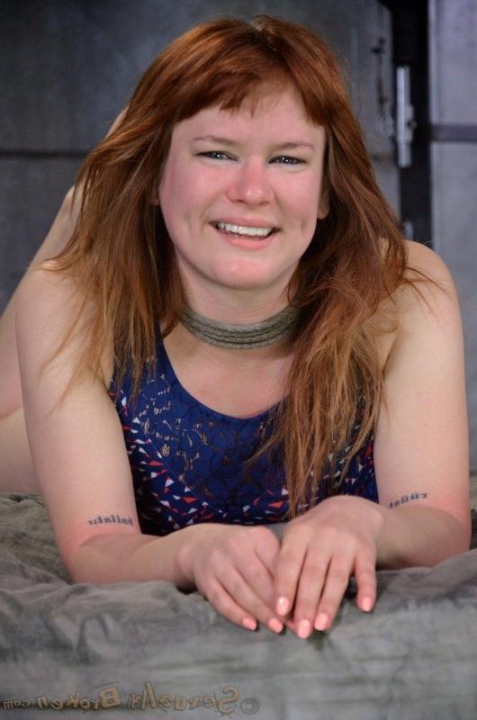 16P Claire Robbins redhead is bound and banged