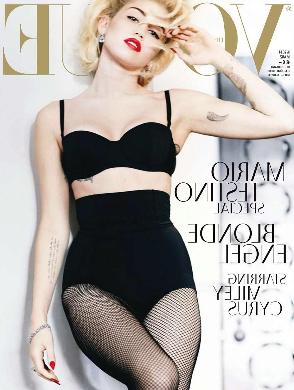 16P Miley Cyrus exposes her nude topless breasts for mag 
