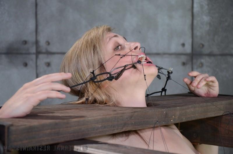 16P Winnie Rider blonde in dress is stripped and bound getting her pussy wet