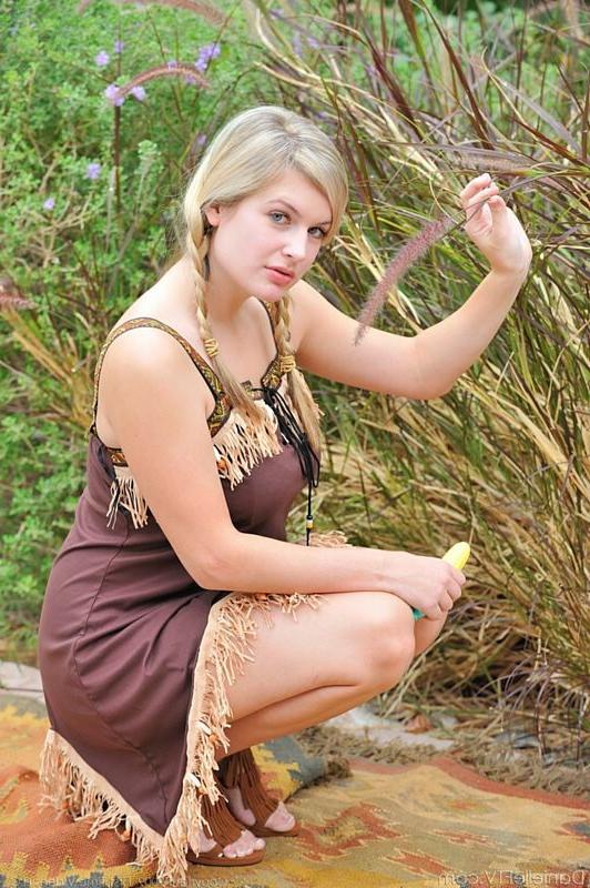 15P Danielle and her natural 38Ds in thanksgiving costume