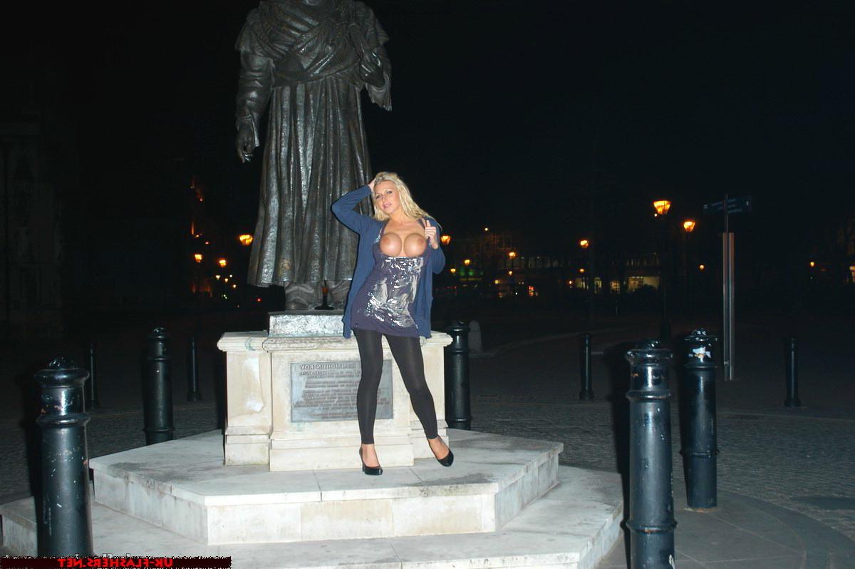 16P Busty babes flashing and teasing blonde pornstars public nudity of Chacha and Do