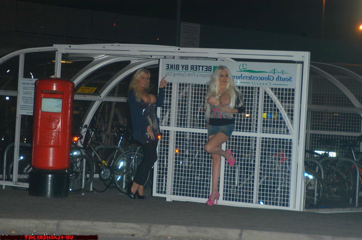 16P Busty babes flashing and teasing blonde pornstars public nudity of Chacha and Do
