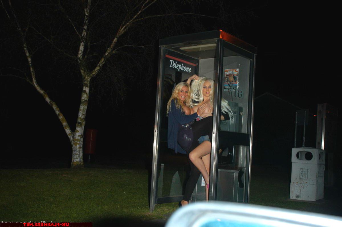 16P Busty babes flashing and teasing blonde pornstars public nudity of Chacha and Do