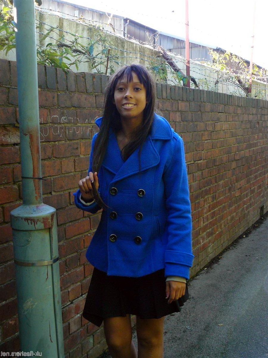 16P Shy ebony teen flashing and black public nudity of young exhibitionist babe