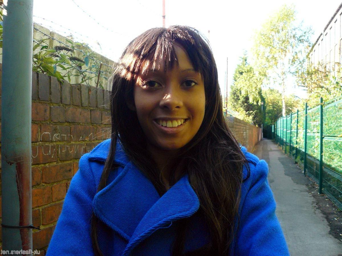 16P Shy ebony teen flashing and black public nudity of young exhibitionist babe
