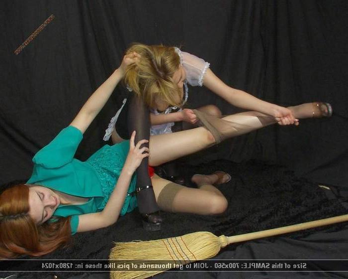 12P Bitchfight results in hair-pulling and ripped stockings
