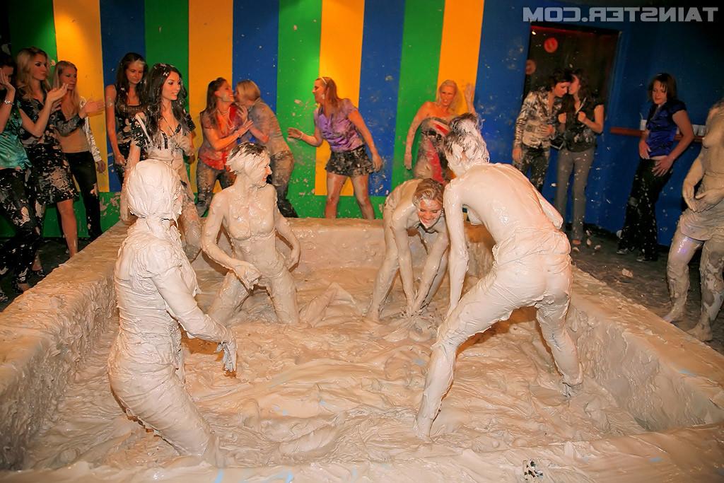15P Hot crazy clothed horny ladies love wrestling each other