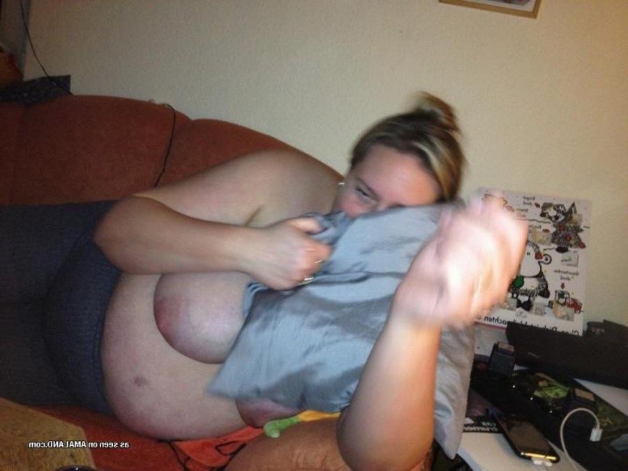 10P Amateur plumper displaying her big fat tits at home