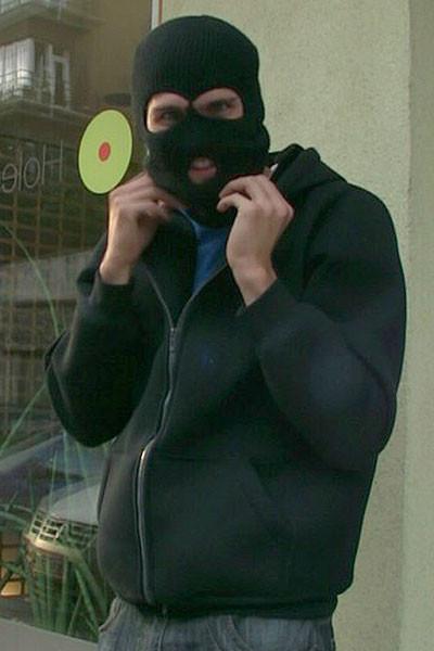 12P He finds the fatty sleeping so the burglar takes off his ski mask and fills her 