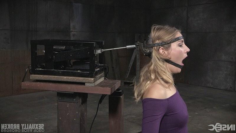 16P Mona Wales in purple bound double machine fucked with forced blo