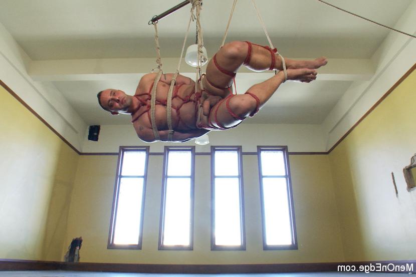15P Beefy Italian stud with a fat cock is tied up and begging to cum.