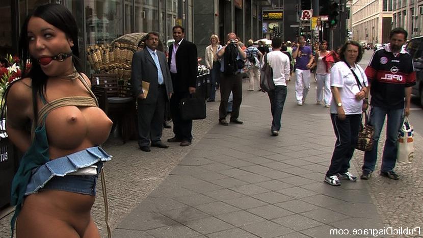 15P Big tittied brunette gets tied up and fucked in the streets of Europe