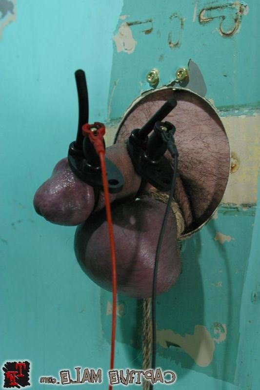 16P Femdom in fishnets and boots tortures a male glory hole victim
