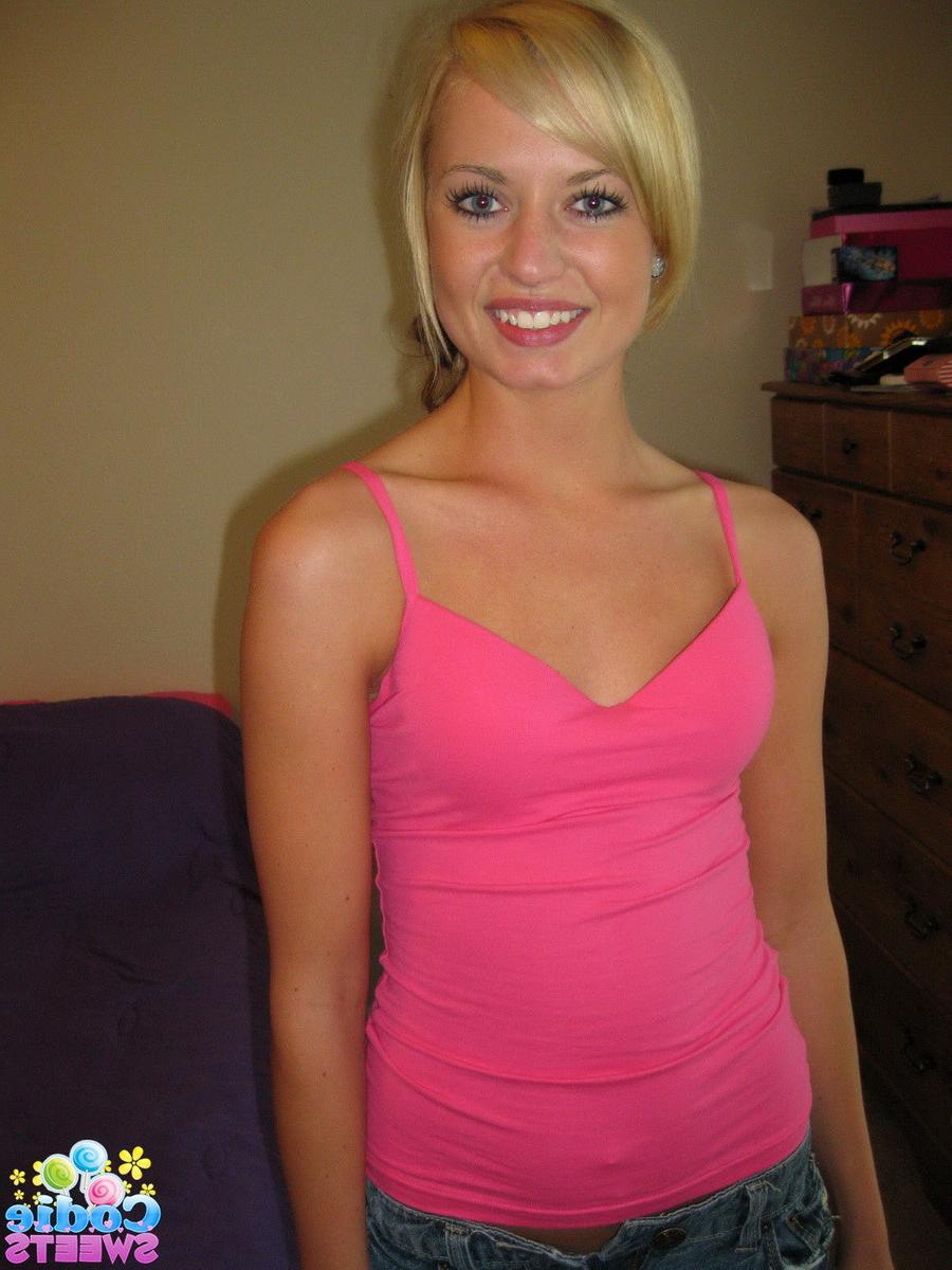 12P Perky blonde teen Codie Sweets pulls off tight shorts