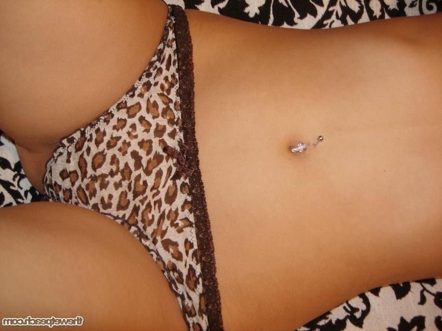 16P Topless layla grabbing her titties in tiny leopard panties