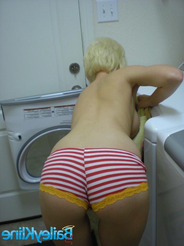 16P Big boob blonde teen amateur doing laundry