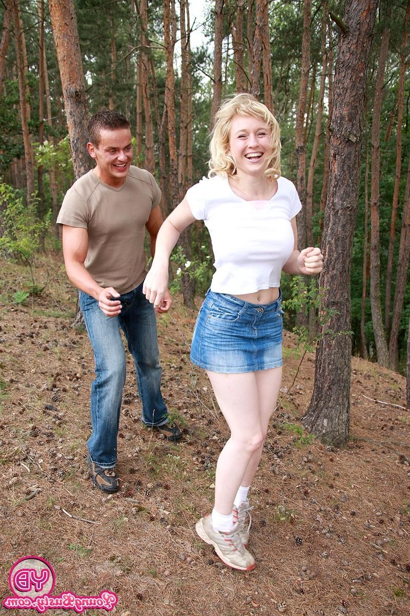 14P Big breasted playful blonde gets her big tits out to fuck