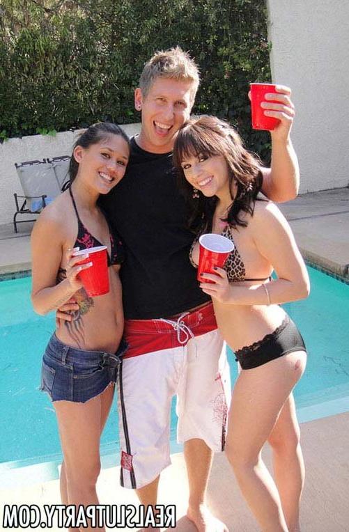 17P Drunk teen babes in tiny bikinis at orgy sex party outdoors