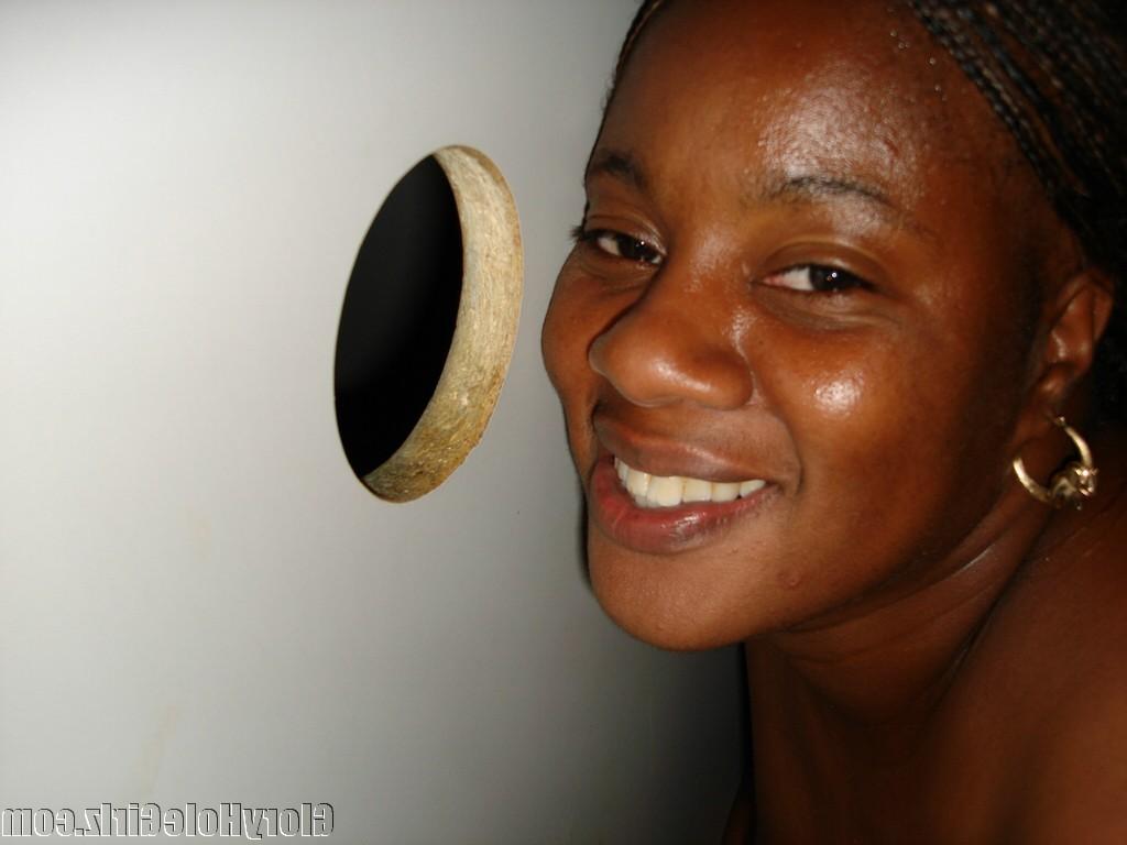 20P Fat ebony slut sucking off total strangers cocks at gloryhole
