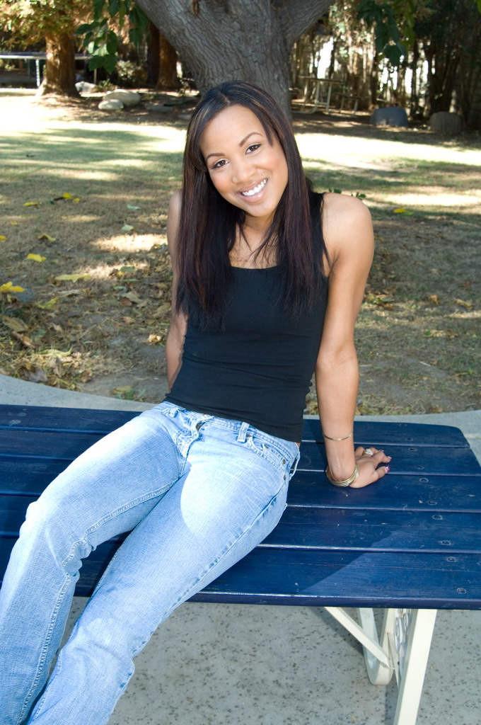 15P Gorgeous ebony teen posing outdoors